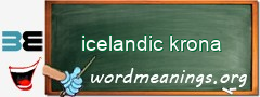 WordMeaning blackboard for icelandic krona